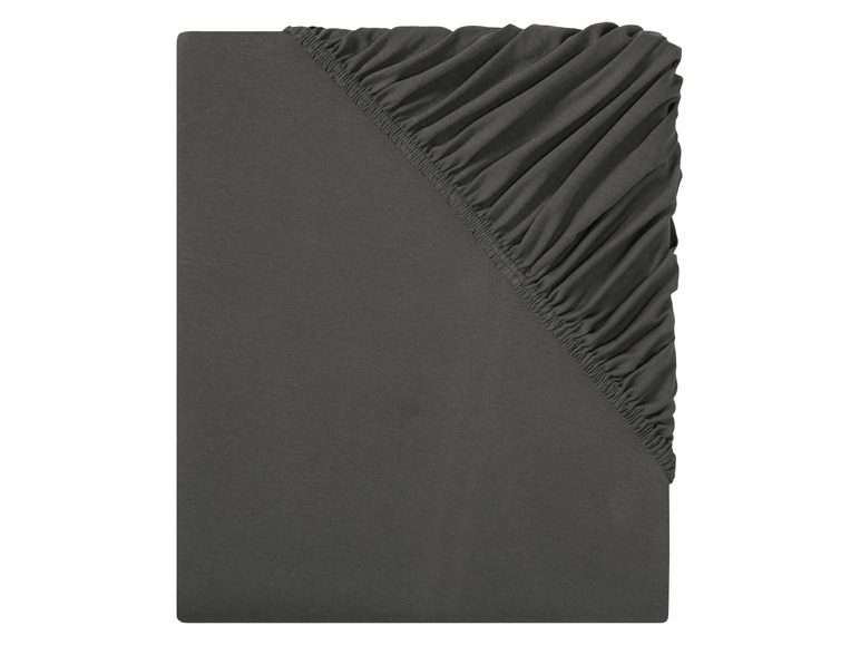 Een donkergrijze hoeslaken met elastiek.