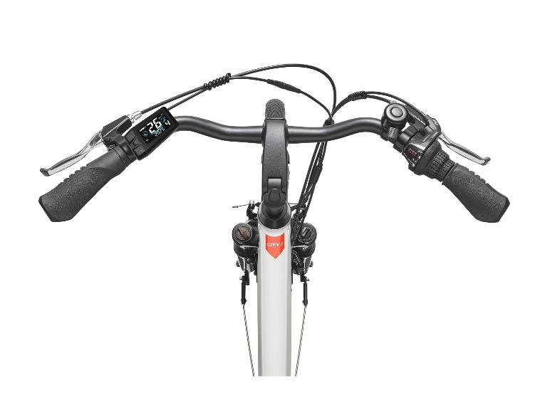Stuur van een elektrische fiets met display en versnellingen.