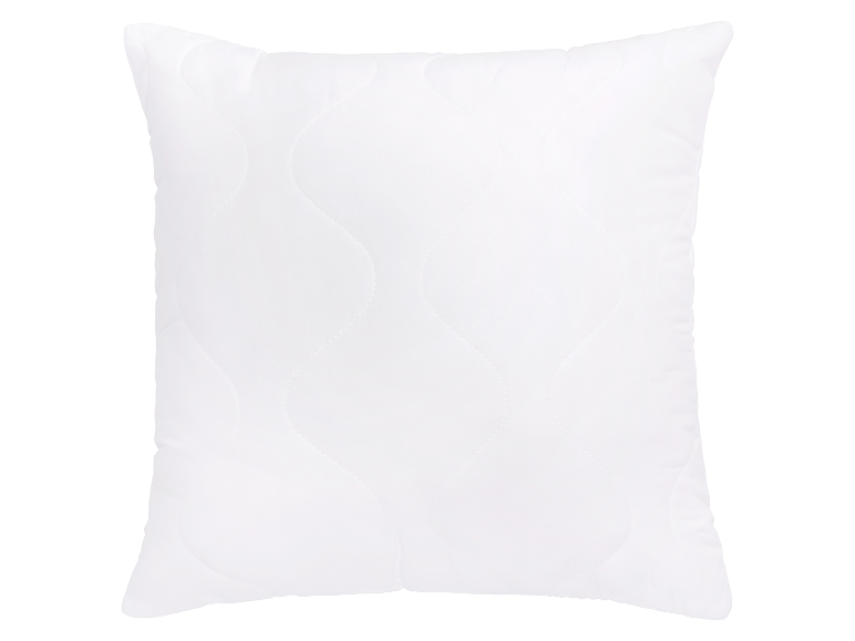 Een wit, gewatteerd kussen.