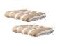 Twee beige en witte gestreepte stoelkussens