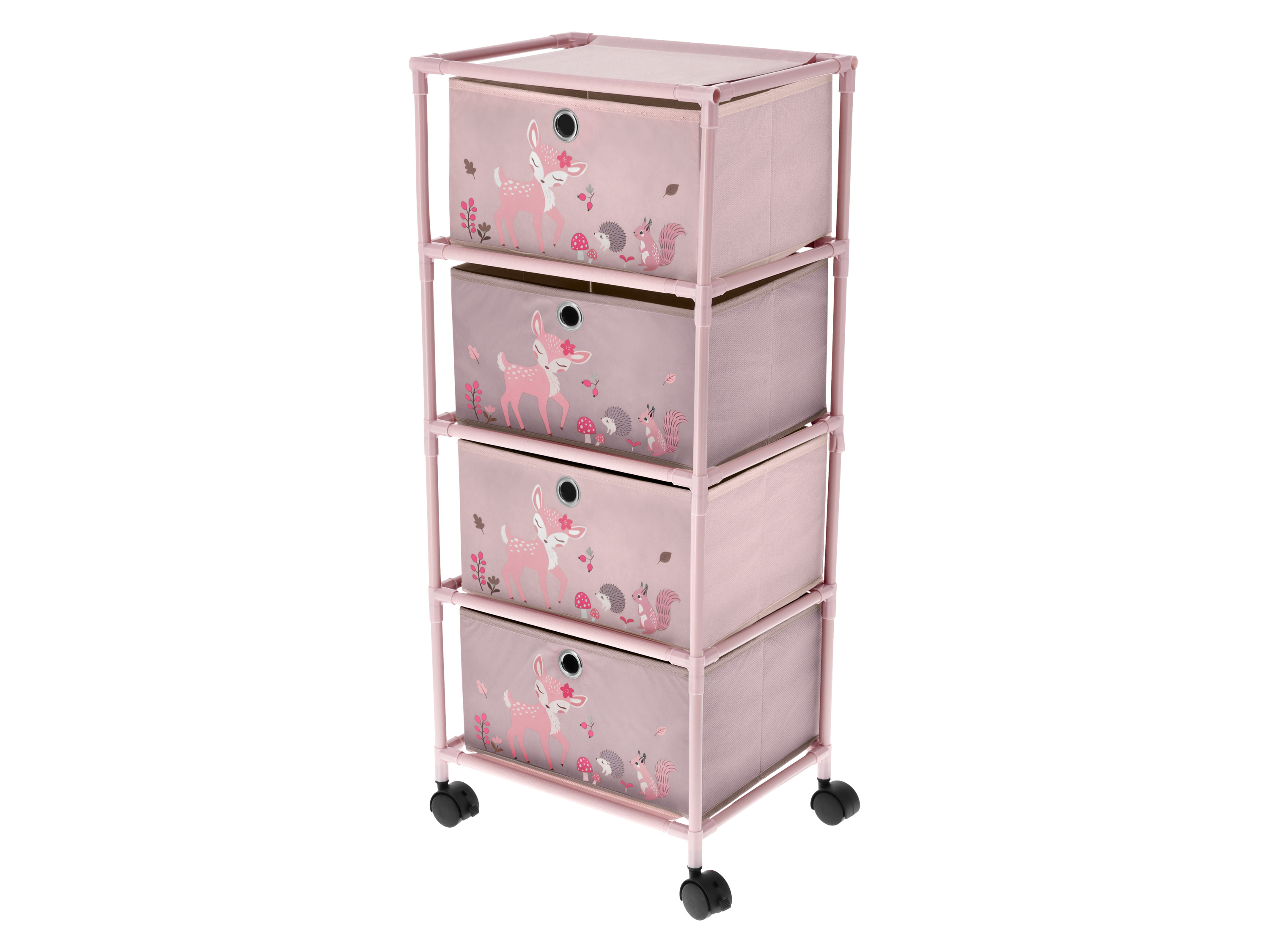 LUPILU Kinder kast, met wielen, 35 x 26 x 82,5 cm (Lichtroze)