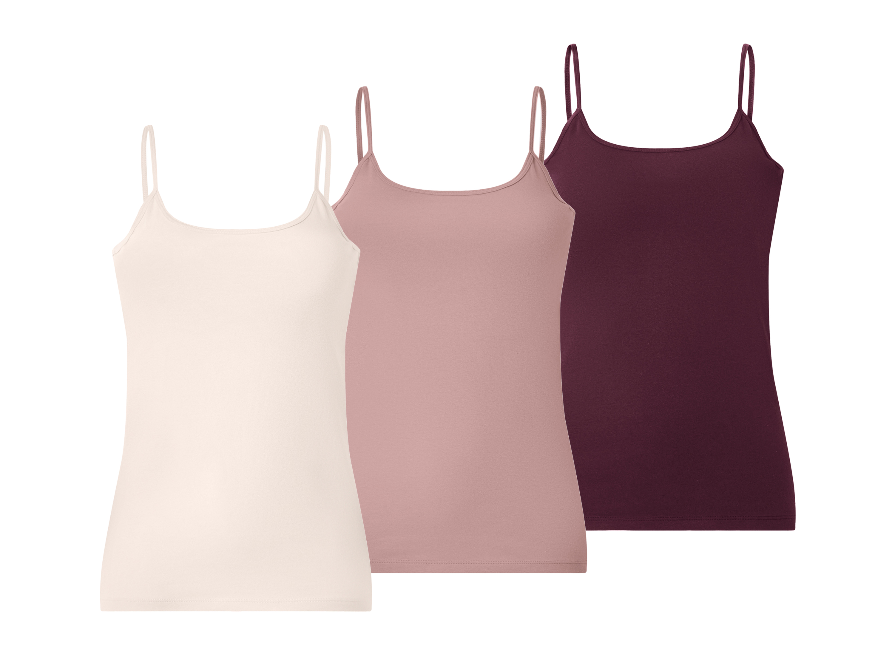 ESMARA Set van 3 dames spaghettitops (Roze/wit, XS (32/34))