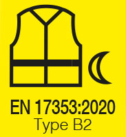 EN 17353:2020 Type B2 label met een vest en maan.