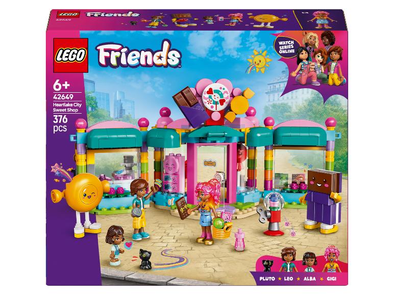 LEGO Friends Heartlake City Sweet Shop set met 376 onderdelen, met een snoepwinkel en minifiguren.