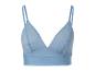 Lichtblauwe triangel bh, geribbeld detail.