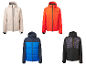 CRIVIT heren ski-jassen: beige, oranje, blauw en zwart met patroon.