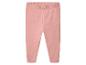Effen roze baby legging met elastische tailleband.