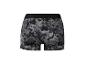 Herenboxershort met abstracte grijs-zwarte print, met zwarte elastische tailleband.