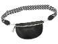 Zwarte kunstleren heuptas met een zwart-wit chevron patroonband