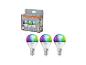 Drie slimme meerkleurige LED-lampen met verpakking, 4.9W, 470lm, E14 fitting.