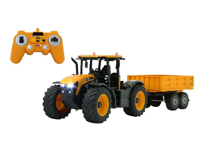 JCB radiografisch bestuurbare tractor met aanhanger, kinderspeelgoed.