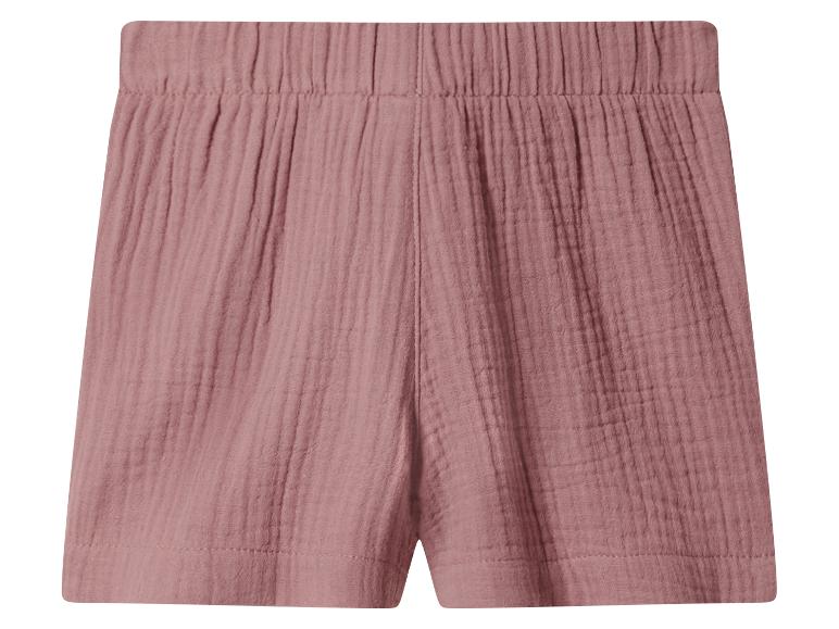 Roze shorts met elastische tailleband en gekreukelde textuur.