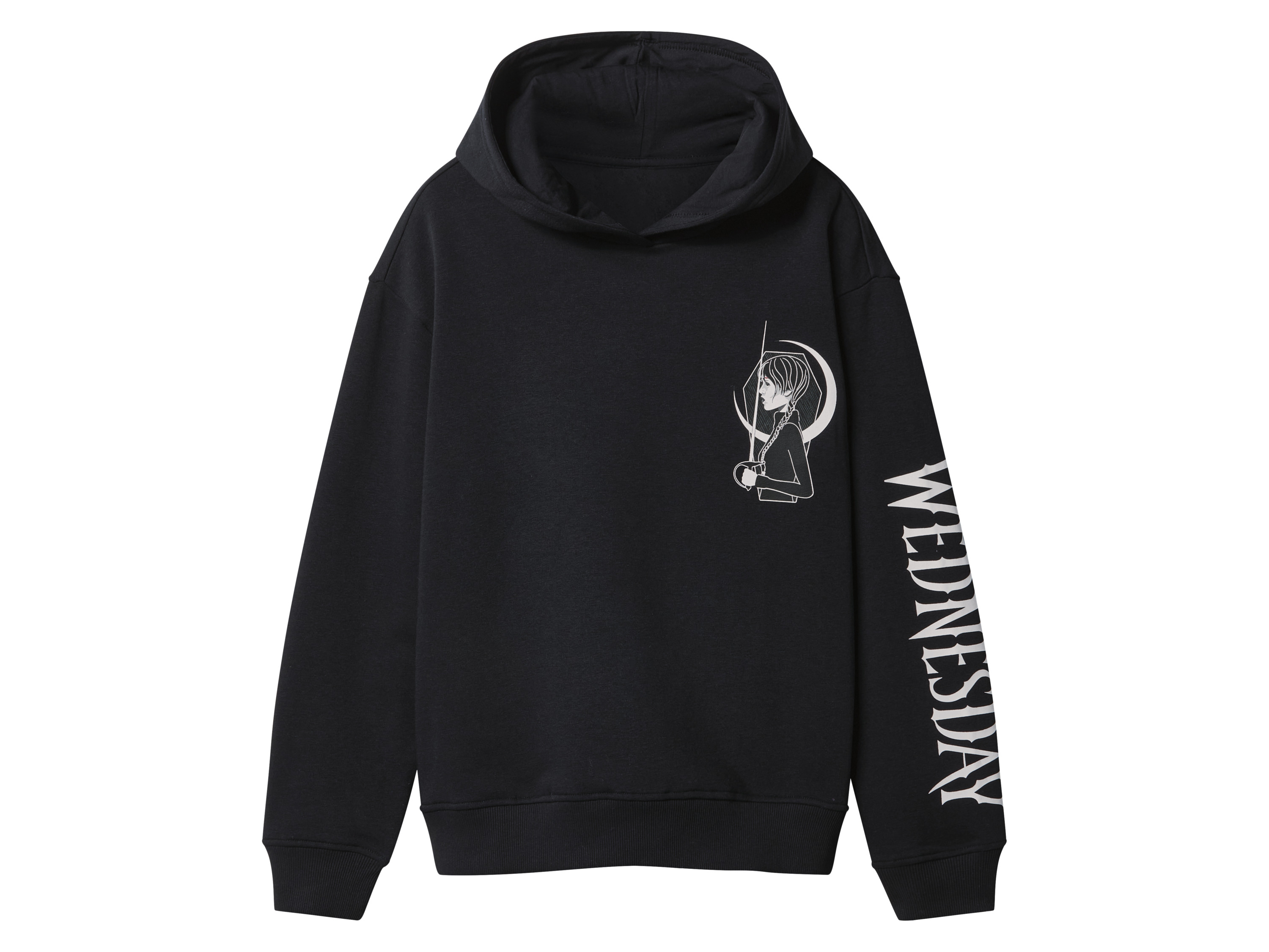 Kinder hoodie of trui Wednesday (Zwart, 134/140)