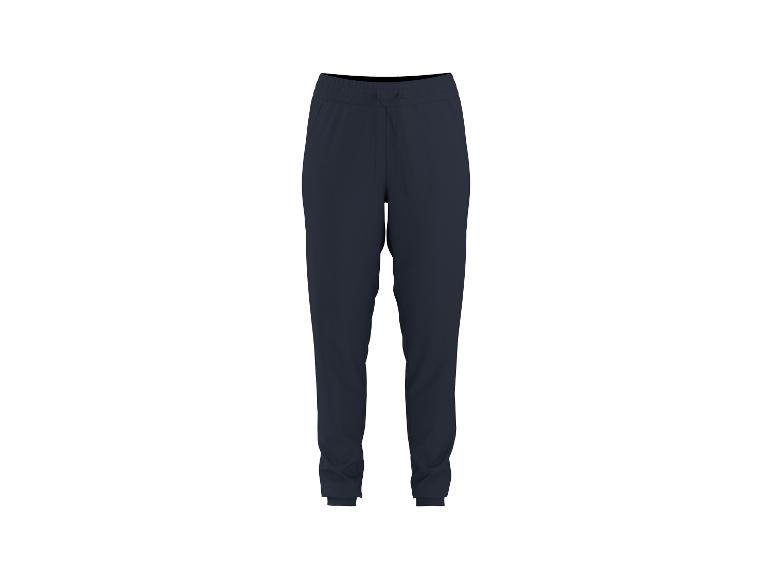 Donkerblauwe joggingbroek met trekkoord in de taille, op een witte achtergrond.