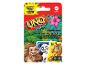 UNO Junior kaartspel in jungle-thema verpakking met aap, panda en giraf.