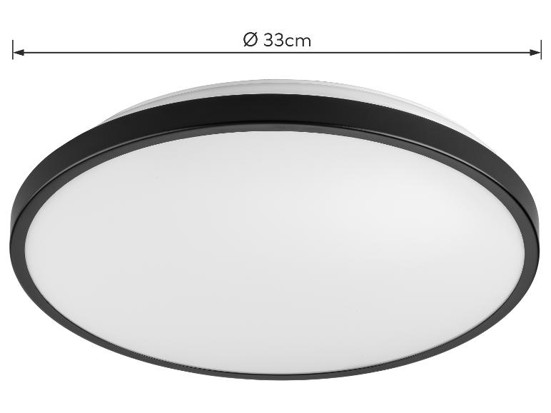 Ronde zwart-witte LED plafondlamp, met een diameter van 33 cm
