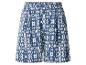 Dames wijde shorts met blauw-witte ikatprint.