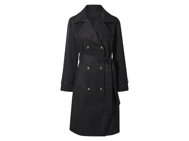 Zwarte double-breasted trenchcoat met strikceintuur