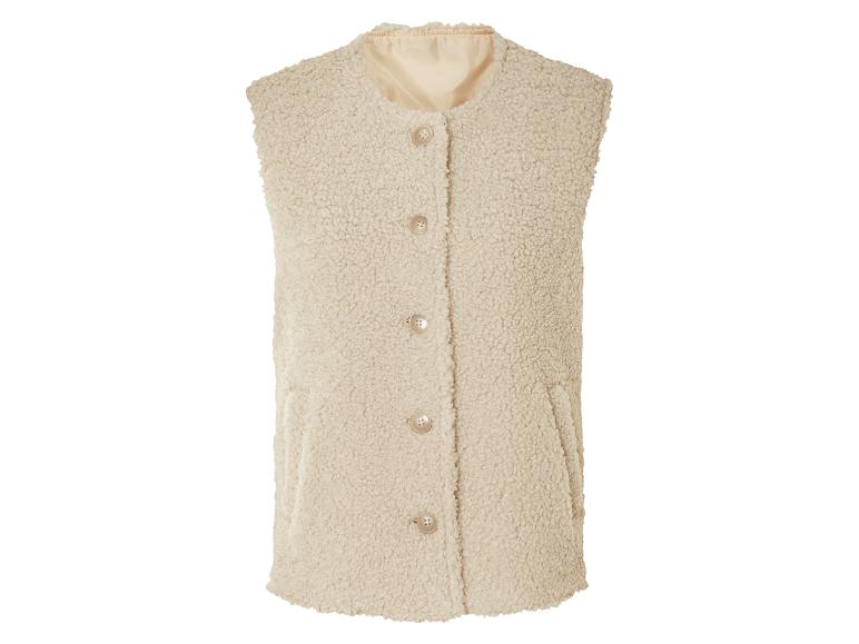 Beige schapenvacht vest met knopen.