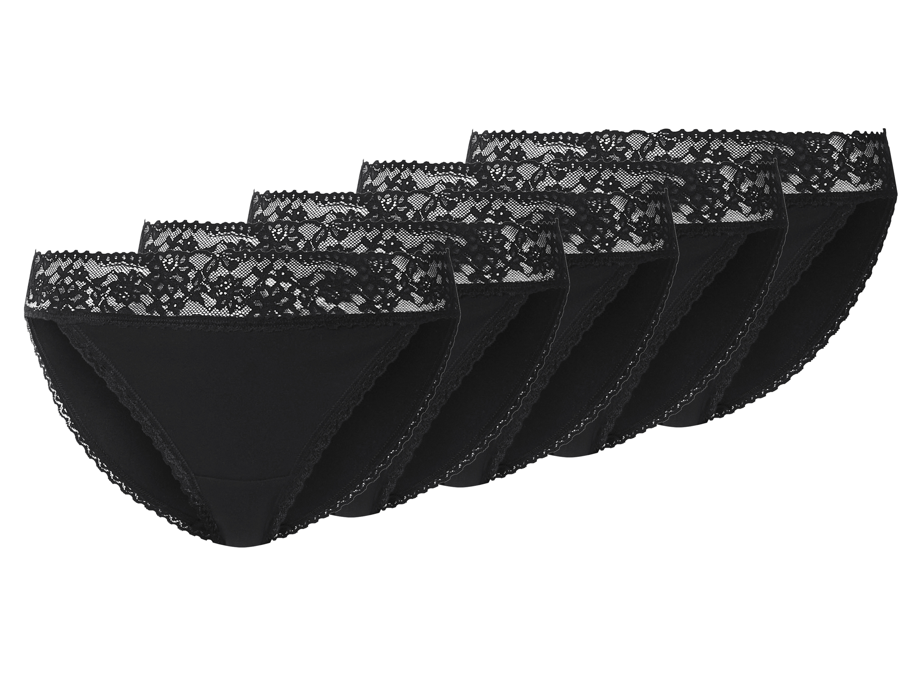 esmara Set van 5 dames onderbroeken (Zwart, S (36/38))