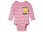 Een roze gestreepte baby-body met Tweety Bird