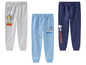 Drie jongens joggingbroeken met Fireman Sam, Snoopy en een sneeuwpop