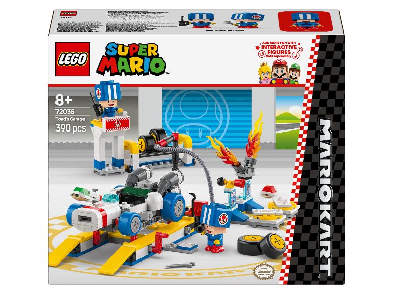 LEGO Super Mario Toad's Garage set met 390 onderdelen en Mario Kart-thema.