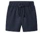 Donkerblauwe kinder sweatshorts met elastische tailleband en trekkoord.