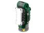 Groene en zwarte werklamp met wit LED-paneel en riemclip.