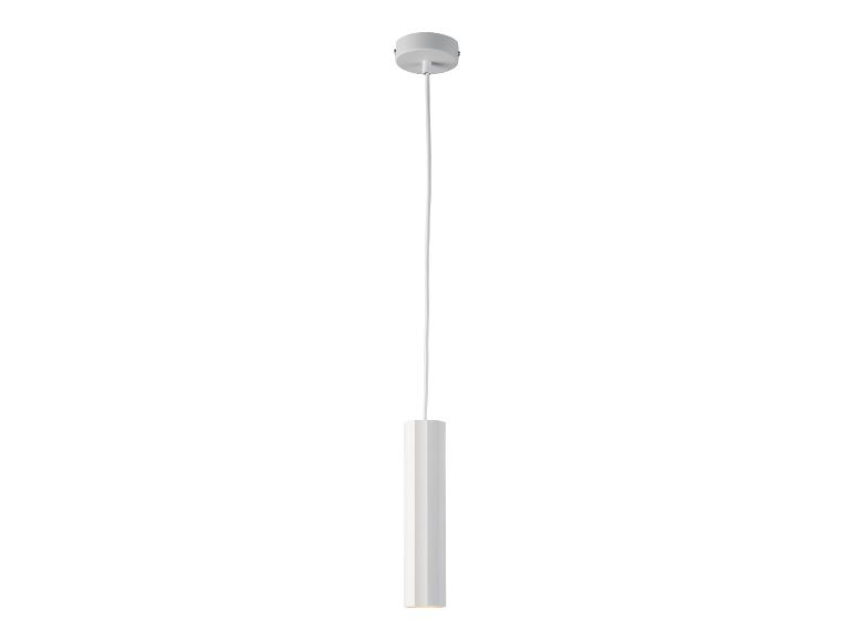 Moderne witte cilindrische hanglamp.