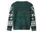 Groene trui met Fair Isle patroon op de mouwen