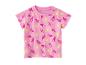 Roze T-shirt met korte mouwen met ijs- en zonnepatroon.