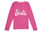 Een roze T-shirt met lange mouwen met Barbie logo.