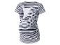 Zwangerschaps- en borstvoedingstop met zwart-witte strepen, korte mouwen en geplooide zijkanten