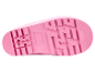 Roze rubberen laarzen voor kinderen met een getextureerde zool.