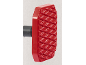 Rood antislip voetpedaal met diamantpatroon op een grijze achtergrond.