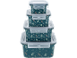 Stapelbare opbergdozen set met bladeren- en bessenpatroon.