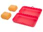 Roze lunchbox en twee kleine oranje bakjes.