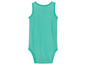 Een turquoise baby romper.