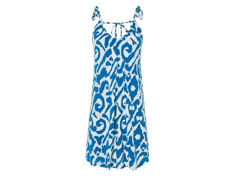 Blauwe zomerjurk met ikat print.