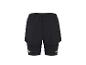 Zwarte heren 2-in-1 hardloopshorts met reflecterende details.