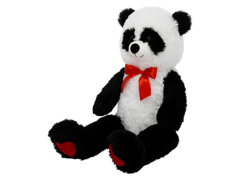 Zwart-witte panda knuffel met rode strik