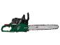 Groene en zwarte PARKSIDE PBKS 53 C3 benzinekettingzaag op een witte achtergrond.