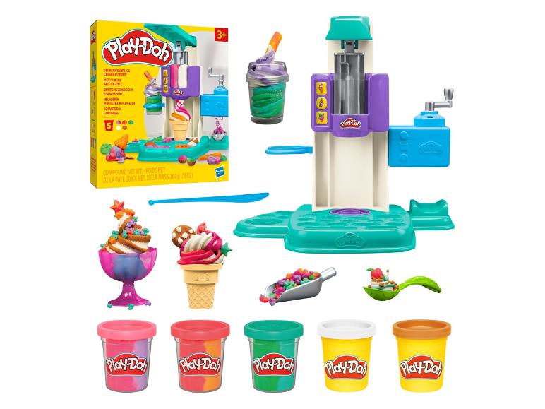 Play-Doh Rainbow Swirl Ice Cream speelset met ijsmachine en 5 potjes klei.