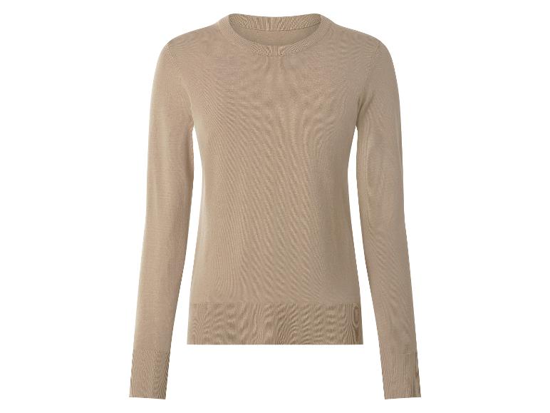 Beige trui met lange mouwen en ronde hals voor dames