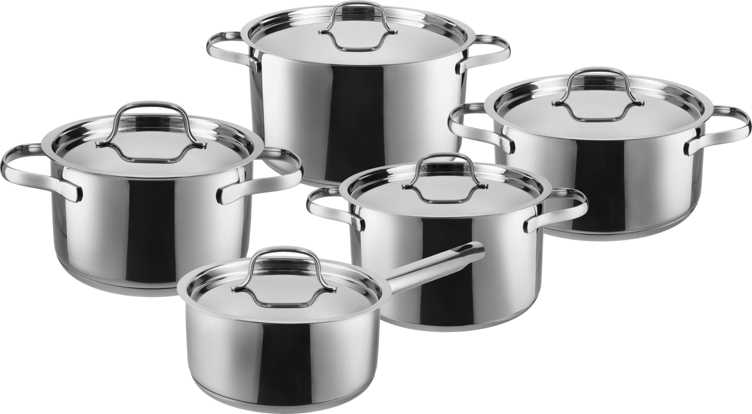 SILVERCREST RVS pannenset, 5-delig (RVS deksel)
