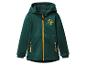 Groen softshell jack voor kinderen met capuchon en ballon.