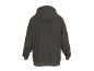 Donkergrijze hoodie, achteraanzicht.