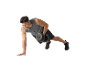 Man in sportkleding doet push-up met halter.