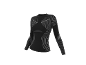 Zwart sportshirt met lange mouwen en grijze geometrische patronen.